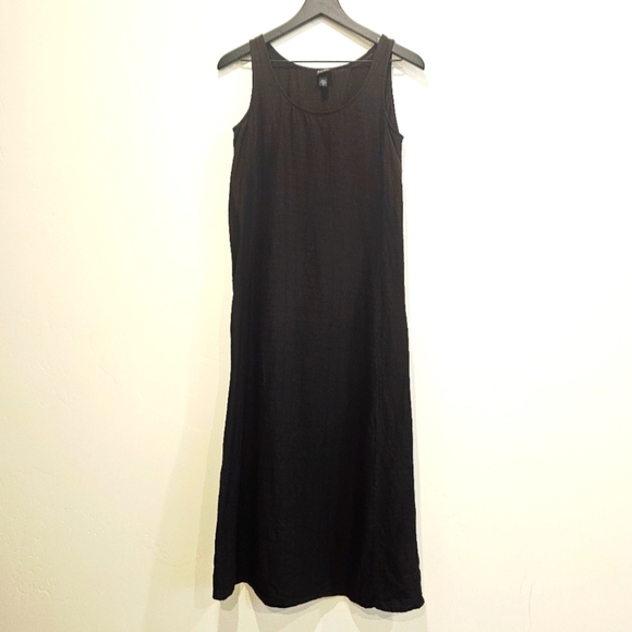 Eileen Fisher Linen Blend Dark Brown Sleeveless Women Summer Long Dress Size S - Picture 1 of 7